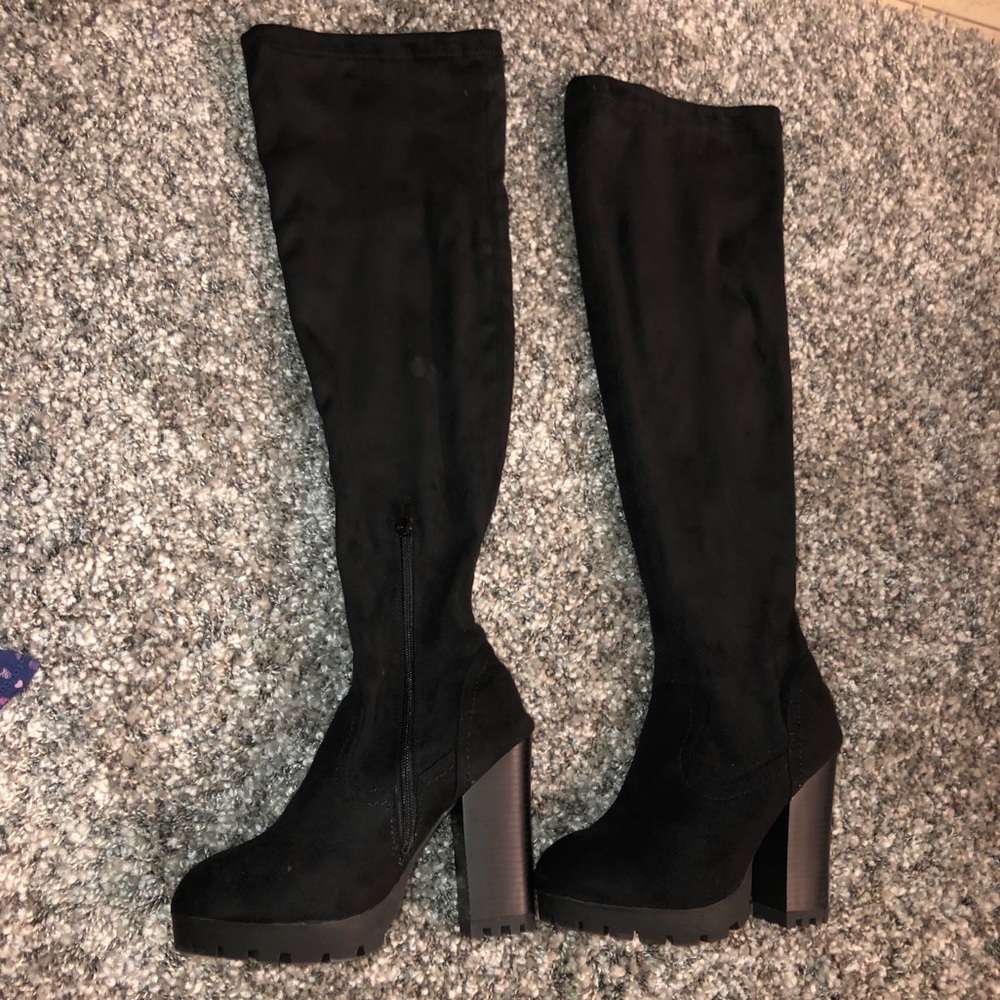 Over the knee suede boots